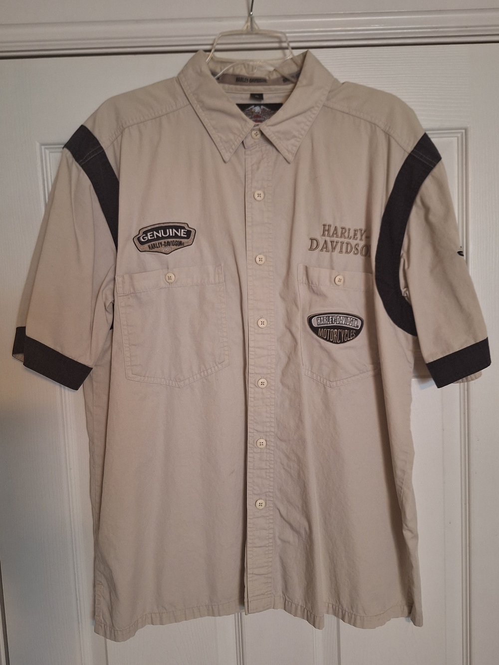 Harley-Davidson Men’s Light Gray Short-Sleeve Button-Up Shirt